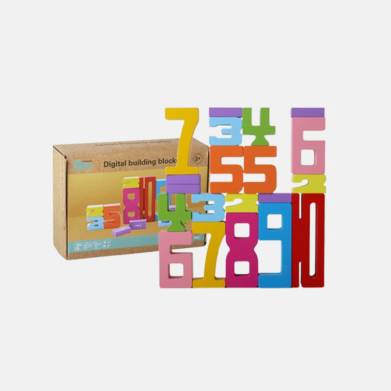 🌟 Children's Wooden Number Blocks - Toy Building Blocks