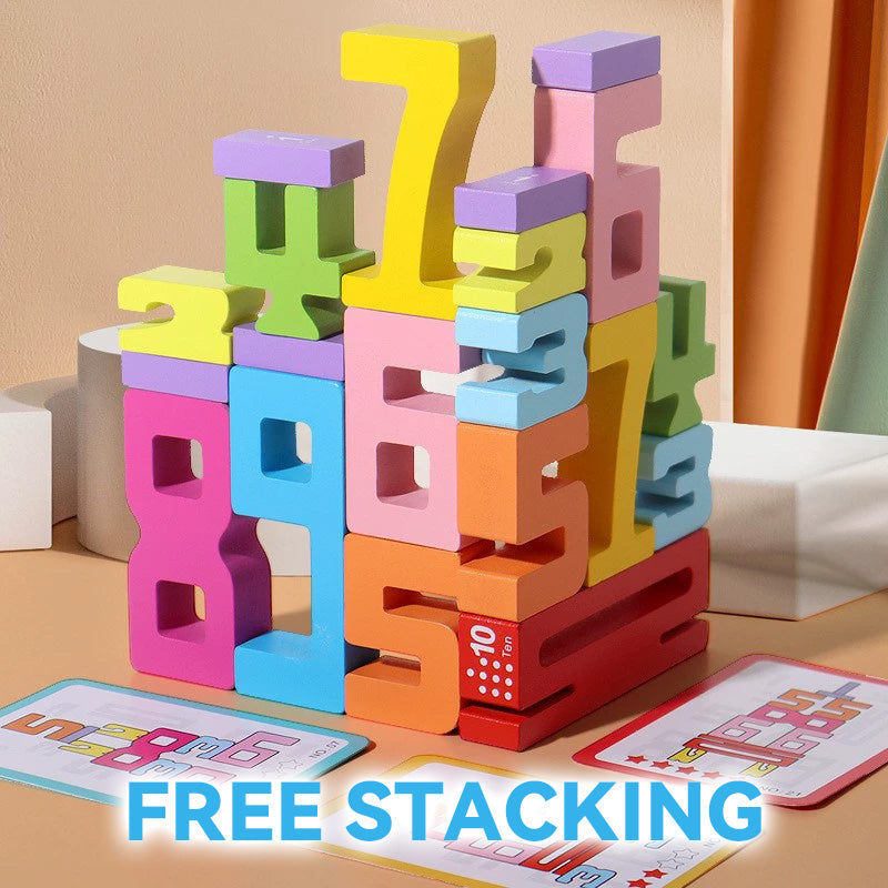 🌟 Children's Wooden Number Blocks - Toy Building Blocks
