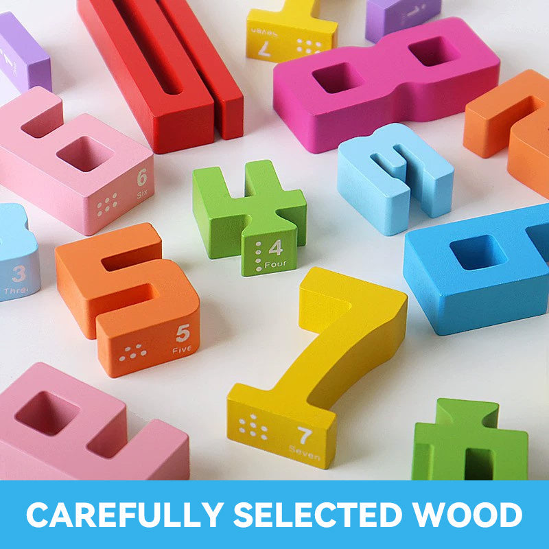 🌟 Children's Wooden Number Blocks - Toy Building Blocks