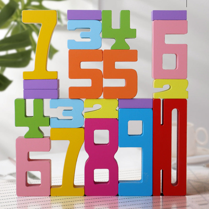 🌟 Children's Wooden Number Blocks - Toy Building Blocks