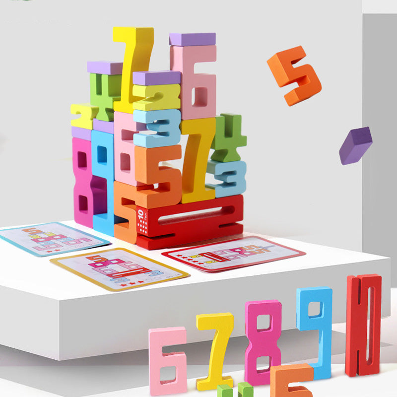 🌟 Children's Wooden Number Blocks - Toy Building Blocks