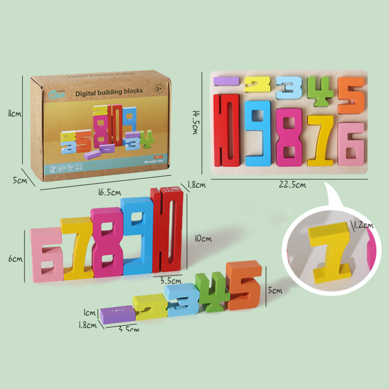 🌟 Children's Wooden Number Blocks - Toy Building Blocks