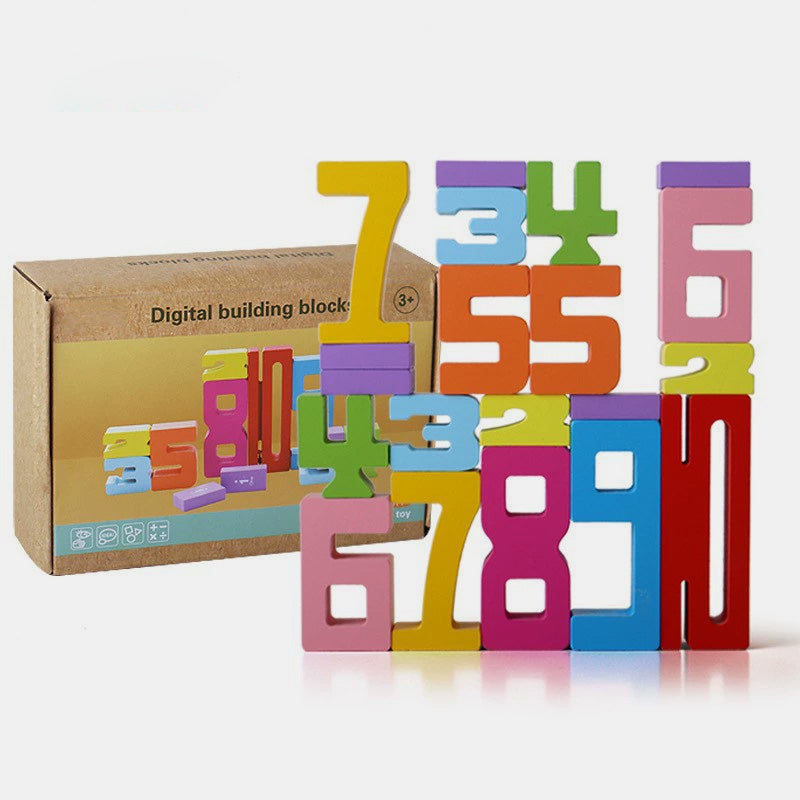 🌟 Children's Wooden Number Blocks - Toy Building Blocks