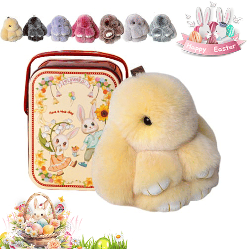🐰Cute Easter Bunny Plush Keychain - Gift Option in Iron Box, 🎁Sweet Easter Surprise