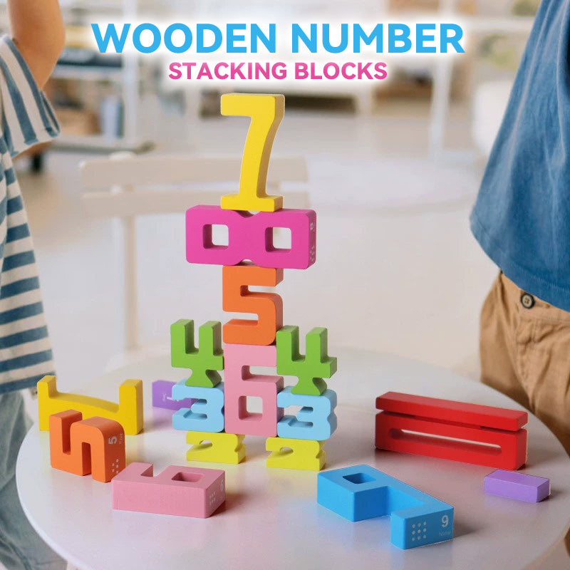 🌟 Children's Wooden Number Blocks - Toy Building Blocks