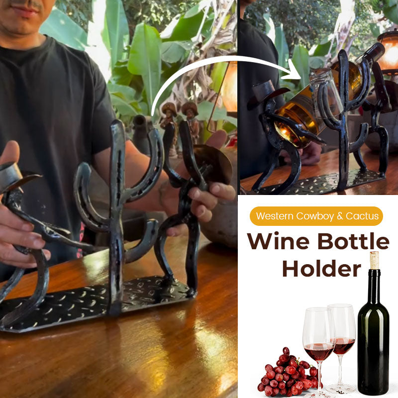 Western-Cowboy- und Kaktus-Weinflaschenhalter