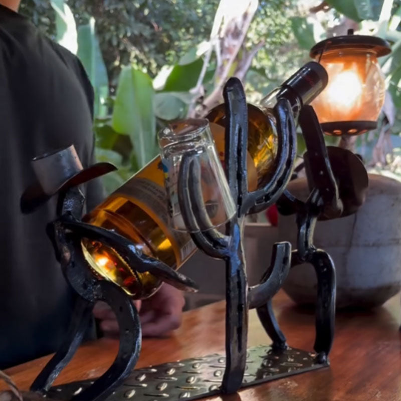 Western-Cowboy- und Kaktus-Weinflaschenhalter