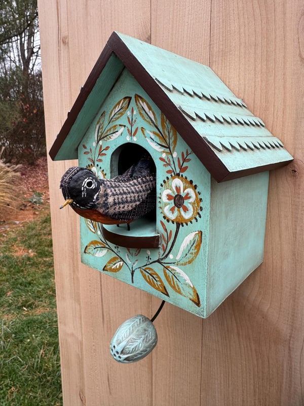 🦉Verspielte kinetische Vogelhaus-Wanddekoration