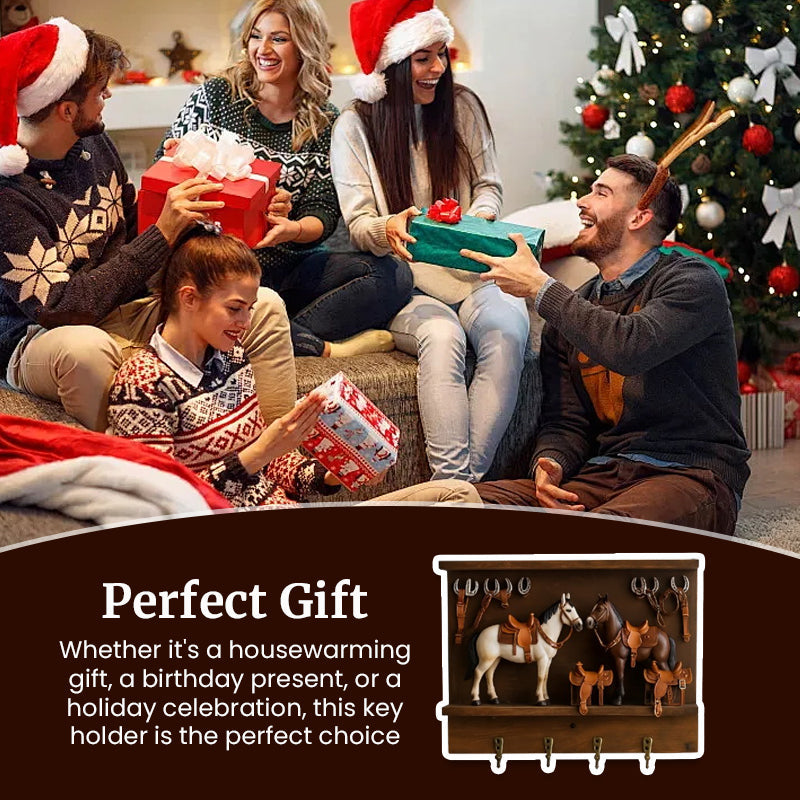 🐴🌵 Wandmontierter Schlüsselhalter mit Westernpferd und Sattel