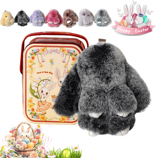 🐰Cute Easter Bunny Plush Keychain - Gift Option in Iron Box, 🎁Sweet Easter Surprise