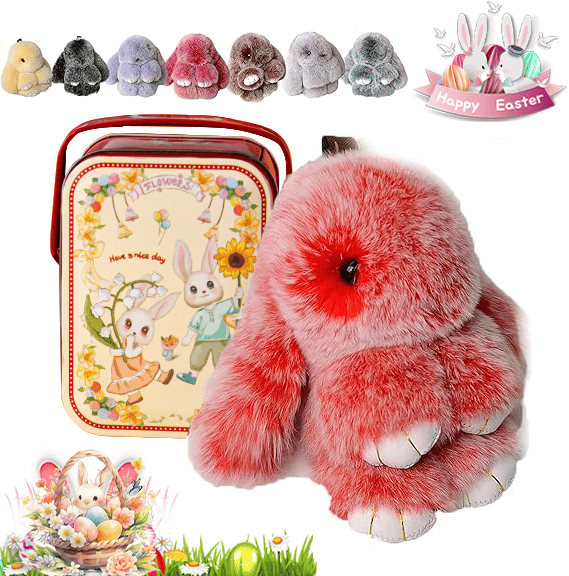 🐰Cute Easter Bunny Plush Keychain - Gift Option in Iron Box, 🎁Sweet Easter Surprise
