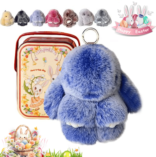 🐰Cute Easter Bunny Plush Keychain - Gift Option in Iron Box, 🎁Sweet Easter Surprise